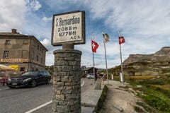 San bernardino pass street with flag royalty free stock image San bernardino pass street with flag royalty free stock image