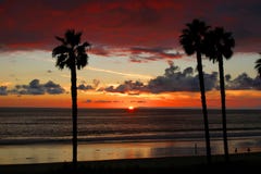 San Clemente Sunset With Palm Trees Royalty Free Stock Photos