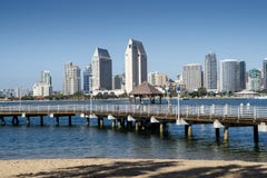 San Diego linia horyzontu i desantowa scena widzieć od Coronado obrazy stock San Diego linia horyzontu i desantowa scena widzieć od Coronado obrazy stock