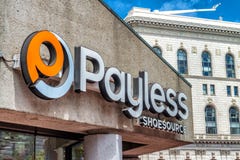 SAN FRANCISCO - AUGUST 6, 2017: Payless Shoes entrance sign. The royalty free stock images SAN FRANCISCO - AUGUST 6, 2017: Payless Shoes entrance sign. The royalty free stock images