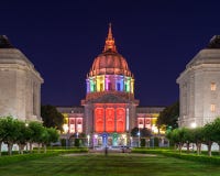 San Francisco City Hall in Rainbow Colors Stock Photos San Francisco City Hall in Rainbow Colors Stock Photos