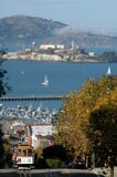 San Francisco Hyde Street View (Alcatraz and cablecar) stock images San Francisco Hyde Street View (Alcatraz and cablecar) stock images