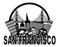 San Francisco Skyline Golden Gate Bridge Black and stock illustration San Francisco Skyline Golden Gate Bridge Black and stock illustration