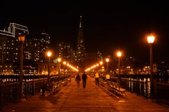 San Francisco Skyline from Pier 7 at Night stock photography San Francisco Skyline from Pier 7 at Night stock photography