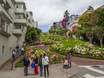 San Fransisco, Kalifornia, usa: Lombard ulica, stromy wzgórze, hairpin zwroty fotografia royalty free San Fransisco, Kalifornia, usa: Lombard ulica, stromy wzgórze, hairpin zwroty fotografia royalty free