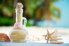 Sand ceremony and starfish rings stock photography Sand ceremony and starfish rings stock photography