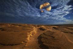 Sand Dunes Under Full Moon Light Stock Images