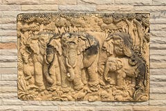 Sand stone crafted elephants family royalty free stock photo Sand stone crafted elephants family royalty free stock photo
