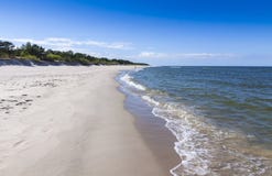 Sandig strand på Helhalvön, baltiskt hav, Polen Royaltyfria Bilder Sandig strand på Helhalvön, baltiskt hav, Polen Royaltyfria Bilder