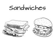 Sandwich- und Burgerentwurfszeichnung ENV 10 lizenzfreie abbildung Sandwich- und Burgerentwurfszeichnung ENV 10 lizenzfreie abbildung