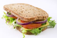 Sandwich With Cheese, Lettuce, Tomato And Onion Stock Photography