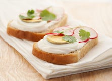 Sandwich With Egg And Radish Royalty Free Stock Image