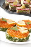 Sandwiches With Red Caviar Royalty Free Stock Photos