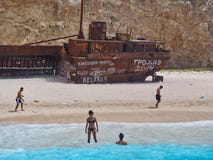 Sandy Navagio Beach, griechische Insel Zakynthos, Griechenland Stockfotos Sandy Navagio Beach, griechische Insel Zakynthos, Griechenland Stockfotos