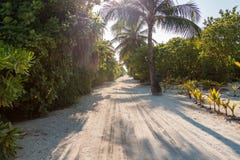 Sandy road in Kuredu royalty free stock photography Sandy road in Kuredu royalty free stock photography