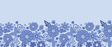 Sans couture horizontal de fleurs néerlandaises bleues de Delft illustration libre de droits Sans couture horizontal de fleurs néerlandaises bleues de Delft illustration libre de droits
