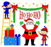 Santa And Elves Decorating/eps Royalty Free Stock Photography Santa And Elves Decorating/eps Royalty Free Stock Photography