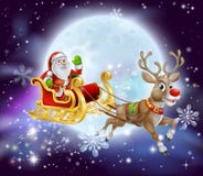Santa Christmas Sleigh Moon