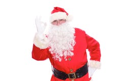 Santa Claus aimable montrant correct, d'isolement sur le fond blanc photo stock Santa Claus aimable montrant correct, d'isolement sur le fond blanc photo stock