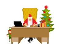 Santa Claus and bag pixel art. New Year big red sack with gifts. Xmas 8bit. Video game Old school Merry Christmas stock illustration Santa Claus and bag pixel art. New Year big red sack with gifts. Xmas 8bit. Video game Old school Merry Christmas stock illustration
