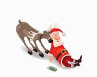 Santa Claus bêbada com um cervo Anti propaganda do álcool ilustração royalty free Santa Claus bêbada com um cervo Anti propaganda do álcool ilustração royalty free