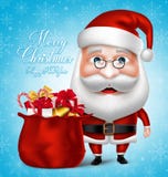 Santa Claus Cartoon Character Holding Bag completamente de presentes do Natal ilustração royalty free Santa Claus Cartoon Character Holding Bag completamente de presentes do Natal ilustração royalty free
