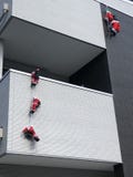 Santa Claus climbing the stairs stock photo Santa Claus climbing the stairs stock photo