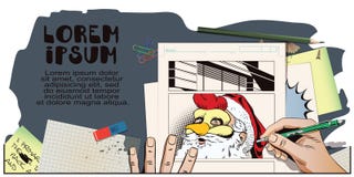 Santa Claus in een haanmasker Symbool van jaar horoscope vector illustratie Santa Claus in een haanmasker Symbool van jaar horoscope vector illustratie