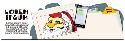 Santa Claus en una máscara del gallo Símbolo del año horoscope stock de ilustración Santa Claus en una máscara del gallo Símbolo del año horoscope stock de ilustración