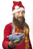 Santa Claus gives a gift stock photo Santa Claus gives a gift stock photo