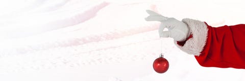 Santa Claus i vinter med julstruntsakgarnering arkivfoto Santa Claus i vinter med julstruntsakgarnering arkivfoto