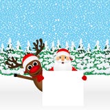 Santa Claus & Reindeer With Blank Banner Stock Vector - Illustration of ...