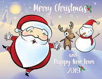Santa Claus renifer i bałwan ilustracja wektor Santa Claus renifer i bałwan ilustracja wektor