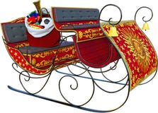 Santa Claus Sleigh, Geïsoleerd Speelgoed, royalty-vrije stock afbeelding Santa Claus Sleigh, Geïsoleerd Speelgoed, royalty-vrije stock afbeelding