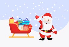 Santa Claus. Sleigh with gifts. New year and Christmas. Vector stock illustration. vector illustration Santa Claus. Sleigh with gifts. New year and Christmas. Vector stock illustration. vector illustration