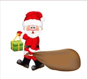 Santa Claus tirant un sac énorme complètement des cadeaux illustration stock Santa Claus tirant un sac énorme complètement des cadeaux illustration stock