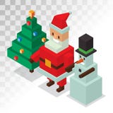 Santa Claus, vector isométrico 3d de los iconos del muñeco de nieve ilustración del vector Santa Claus, vector isométrico 3d de los iconos del muñeco de nieve ilustración del vector