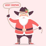 Santa Claus With Cowboy Western Hat And Boots .Vector Christmas Stock Photo Santa Claus With Cowboy Western Hat And Boots .Vector Christmas Stock Photo