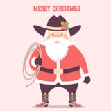 Santa Claus With Cowboy Western Hat And Lasso .Vector Christmas Royalty Free Stock Photos Santa Claus With Cowboy Western Hat And Lasso .Vector Christmas Royalty Free Stock Photos
