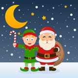 Santa Claus y duende verde de la Navidad ilustración del vector Santa Claus y duende verde de la Navidad ilustración del vector