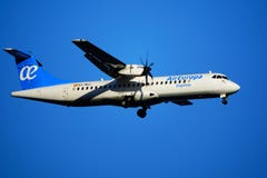Santa Cruz de La Palma, Canary Islands, Spain; December 3st 2018: Air Europa Express airplane arriving at La Palma Airport stock photo Santa Cruz de La Palma, Canary Islands, Spain; December 3st 2018: Air Europa Express airplane arriving at La Palma Airport stock photo