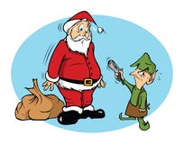 Santa and an evil elf vector illustration Santa and an evil elf vector illustration