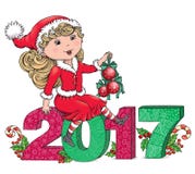Santa Girl 2017 vector illustration Santa Girl 2017 vector illustration