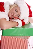 Santa Helper Head Down Asleep Stock Photo