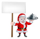 Santa Holding Dinner e segno illustrazione vettoriale Santa Holding Dinner e segno illustrazione vettoriale