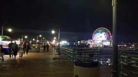 Santa Mônica pier at night stock photo Santa Mônica pier at night stock photo