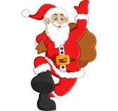 Santa ondulant et tenant le sac Image libre de droits Santa ondulant et tenant le sac Image libre de droits