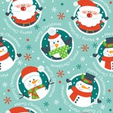 Santa, pupazzi di neve e pinguini su fondo blu royalty illustrazione gratis Santa, pupazzi di neve e pinguini su fondo blu royalty illustrazione gratis