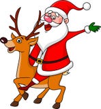 Santa ridninghjortar stock illustrationer Santa ridninghjortar stock illustrationer