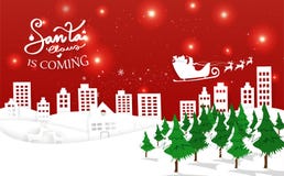 Santa sta venendo, la celebrazione del villaggio e città, Christma allegro illustrazione di stock Santa sta venendo, la celebrazione del villaggio e città, Christma allegro illustrazione di stock